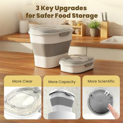 HOYTAMDAR 50Lbs Collapsible Rice Container,Airtight Food Storage container - color: Clear/50lbs