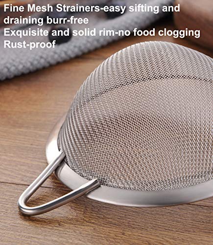 5.5inch 304 Stainless Steel Fine Mesh Strainer for Kitchen, Colander-Skimmer with Handle, Metal Sieves Sifters - size: 5.5inch