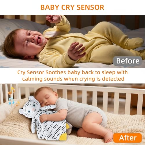 BEREST Baby Sound Sleep Soother- White Noise and Lullaby Infant Sleeping Aid with Cry Sensor at Nap Time Routine, Awesome Babies Gift Portable Plush Toddler Snuggle Toy, Infant Blanket (Milky White) - color: Milky White