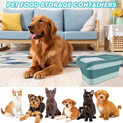 Pet Food Storage Containers, Collapsible Dog Food Container with Sliding Lid,13lb Cat Food Storage with Measuring Cup & Scoop, Plastic Dog Food Bin（green） - color: small green