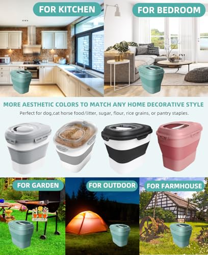 30-35Lbs Dog Food Storage Container Airtight,Collapsible Dog Food Container - color: Green