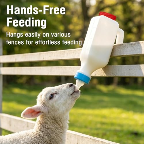 Lamb Bottle Goat Nipples 500ml Baby Goat Nursing Bottles & Replacement Nipples Hang Upside Down Livestock Milk Bottle Bottles for Fawns Sheep (4pcs Bottles & 4pcs Nipples) - color: 4pcs bottles & 4pcs nipples