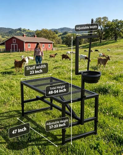 Garvee 600LBS Goat Stand with Feeder 47x23in Goat Milking Stand - color: Black 47inch