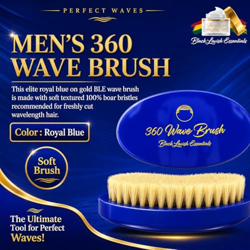 Men’s Hair Brush, Build Deeper Waves, Soft and Hard Boar Bristle Curved Wave Brush, Perfect for Styling Hair (Soft-Brush, Blue) - color: Royal Blue, size: Soft Brush