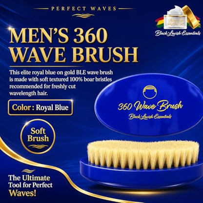 Men’s Hair Brush, Build Deeper Waves, Soft and Hard Boar Bristle Curved Wave Brush, Perfect for Styling Hair (Soft-Brush, Blue) - color: Royal Blue, size: Soft Brush