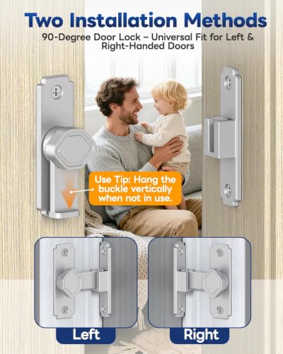 Pocket Door Lock, 90 Degree Latch, Barn Door Hardware Silver 4PCS - color: Silver-4 Pcs