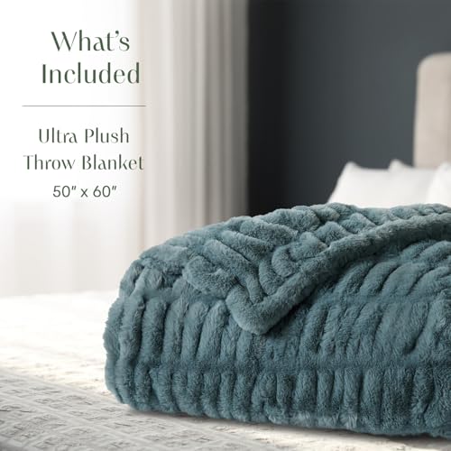 Springtree Home Luxury Micro Plush Throw Blanket | Thick Faux Fur | Ocean | Lily Collection | 50" x 60" | Teal Blanket | Ultra Plush - color: Deep Ocean, size: 50" x 60" (Medium)