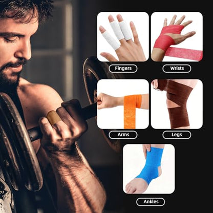 OK TAPE Self Adherent Cohesive Bandages Wrap 24Packs 2" x 5 Yards - color: Mix, size: 2 In x 5 Yards
