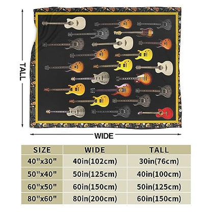 Guitar Throw Blanket - Soft, Cozy, Warm Fleece for Women & Men - Guitar Lovers Gift - 50"X40" - color: Guitar Blanket, size: 50"x40"