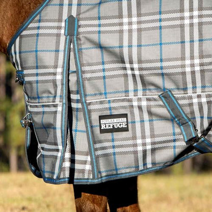 Jeffers Poplar Head Refuge 1200D, Hamilton Blue & Slate Plaid, 81" - Turnout Blanket, Waterproof, 240g Polyfill, Adjustable Chest, Belly Surcingles, Hind Leg Straps, Tail Flap, Horse Blanket - size: 81 in