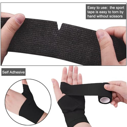 BQTQ 50 Rolls Self Adhesive Bandage Wrap 2 inch Self Adherent Tapes(Black) - color: Black, size: 2 Inch