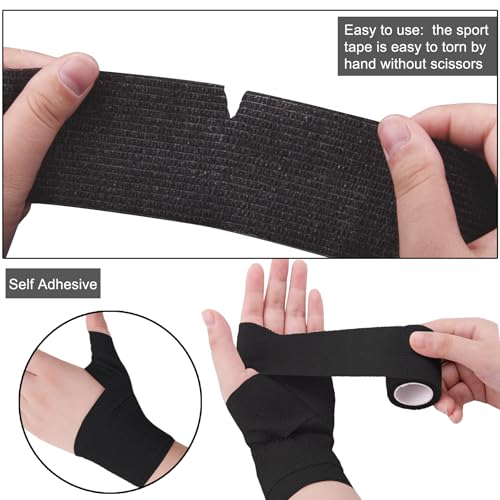 BQTQ 168 Rolls Elastic Adhesive Tape 2 Inch Self Adherent Bandages(Black) - color: Black, size: 2 Inch
