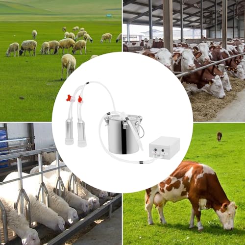 Miking Machine, 2in1 Electric Automatic Pulsation Vacuum Milker, 3/5/10/14l Portable Milker for Cows and Sheep (5 L) - size: 5 L