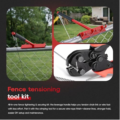 Fence Stretcher Tool, Heavy Duty Chain Link & Barbed Wire Fence Stretcher Tool & Top Rail Puller for Farm, Ranch, Garden & Yard Fence Installation or Repair Projects