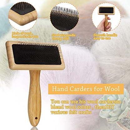 Wool Carders Needle Felting Brush, Hand Carders for Wool, Craft Wool Needle Felting Tools with Solid Wood Handle, Slicker Brush for Dogs, Spinning and Weaving, for Craft Felt Project (2Pcs) - color: 2Pcs