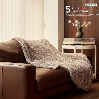 Templewet Heated Blanket Throw 50" x 60",Cute Electric Blanket,Brown | Timer Settings,Auto Off,Soft Sherpa Heated Throw Blanket,Machine Washable,Fast Heating for Sofa Bed Office Use,Gifts for Mom - color: Brown