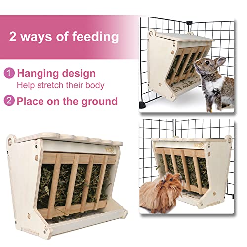 Pet Wooden Hay Feeder for Rabbits, Guinea Pigs, and Chinchillas