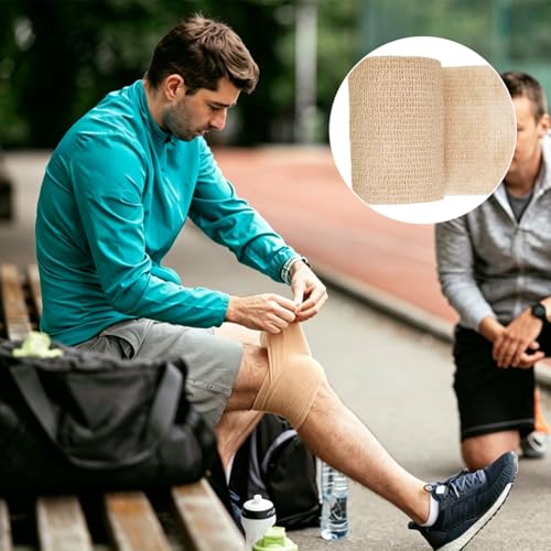 9Pcs Self-Adhesive Cohesive Bandage Wrap Breathable Elastic Tape for Pets, Athletics, Sports, Wrist, Knee, Ankle (Mixed Colors)