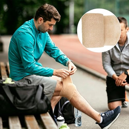 9Pcs Self-Adhesive Cohesive Bandage Wrap Breathable Elastic Tape for Pets, Athletics, Sports, Wrist, Knee, Ankle (Mixed Colors)