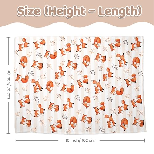 SANDJEST Fox Kid Blankets for Girl Boy - 30 x 40 Minky Blanket with Double Layer Dotted Backing - Shower Gifts for Nursery - color: Fox 1