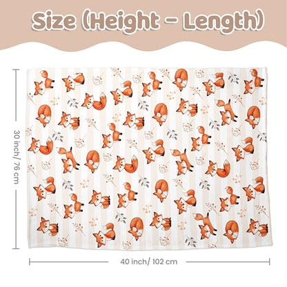 SANDJEST Fox Kid Blankets for Girl Boy - 30 x 40 Minky Blanket with Double Layer Dotted Backing - Shower Gifts for Nursery - color: Fox 1