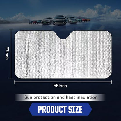2025 Windshield Sunshade, Front Window Foldable Shield, Front Windshield Sunscreen Heat Shield, Auto Sun Visor Heat Protection, UV Rays Blocker (55 x 27.5 Inch)