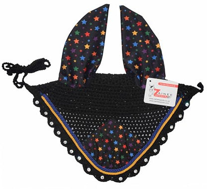 Stars Print Saddle Pad Set with Matching Ear Bonnet – Print Horse Riding Gear – Non-Slip & Breathable – Western/English Show