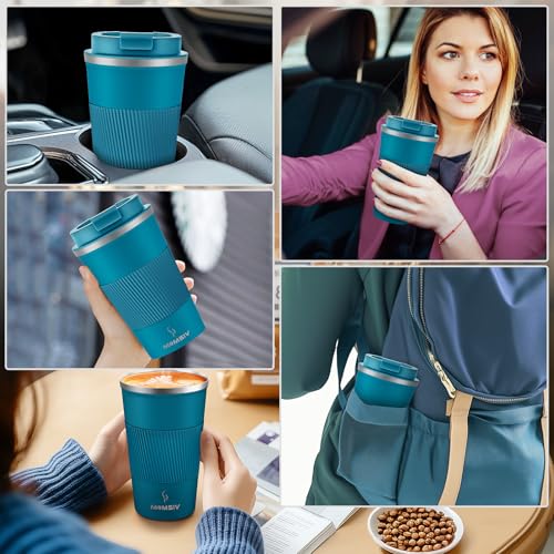 MOMSIV 17oz Travel Coffee Mug, Insulated Coffee Cup with Leakproof Lid - color: B-Light Blue-17oz