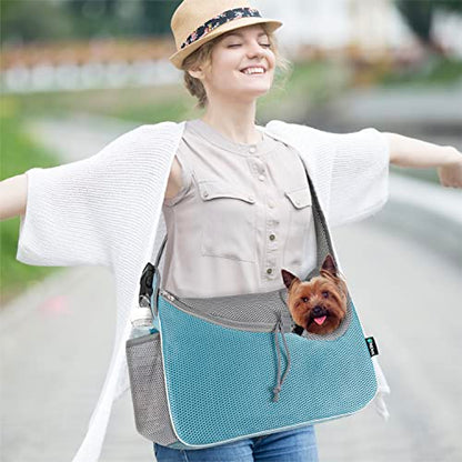 PetAmi Dog Sling Carrier for Small Dogs, Hands Free Crossbody Carrier, Blue - color: Teal Blue