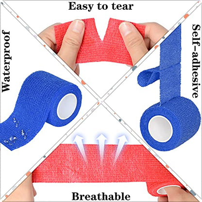 Tindobewan Self Adhesive Bandage Wrap, 2 Inches 8 Rolls Red - color: Red, size: 2 Inch