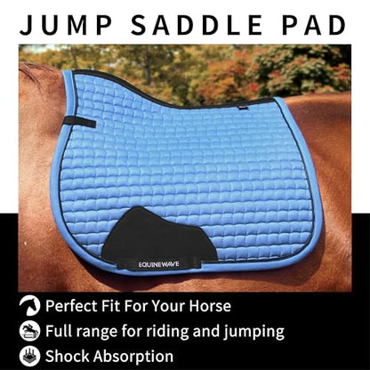 EQUINEWAVE Aria Soft Suede Jump Saddle Pad – Breathable Moisture-Wicking Lining, Shock-Absorbing Cushion, Contoured Spine, English All Purpose Saddle Pad - color: Sky Blue
