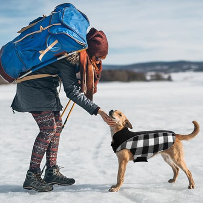 Kuoser Dog Winter Coat, Reversible Waterproof Dog Jacket with Reflective Strip, Warm Dogs Fleece Vest Adjustable Doggy Cold Weather Clothes Plaid Christmas Outfit Pet Apparel for Large Dogs, Black 2XL - color: Black, size: XX-Large (Chest Girth: 29.9-35.4