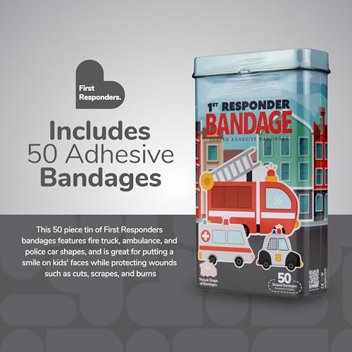 BioSwiss Bandages, First Responders Shaped Self Adhesive Bandage Set, Latex Free, Sterile Wound Care, 50 Count - color: First Responders, size: 50-Count Tin