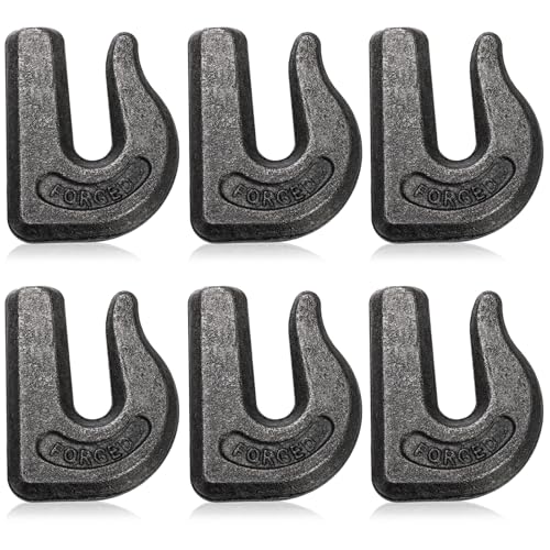 SOUJOY 6 Pack Weld on Grab Hook, 3/8" Tractor Bucket Hooks, G70 Forged Clevis Weldable Tow Chain Hook for Chain Pulling and Lifting, Trailer Truck, Rigging, Car