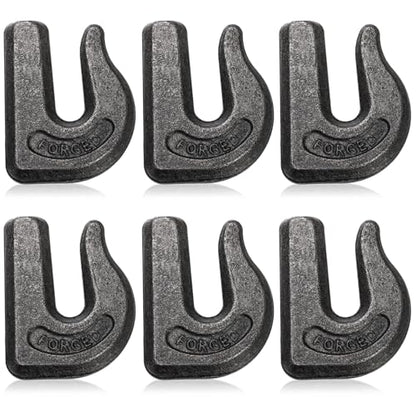 SOUJOY 6 Pack Weld on Grab Hook, 3/8" Tractor Bucket Hooks, G70 Forged Clevis Weldable Tow Chain Hook for Chain Pulling and Lifting, Trailer Truck, Rigging, Car