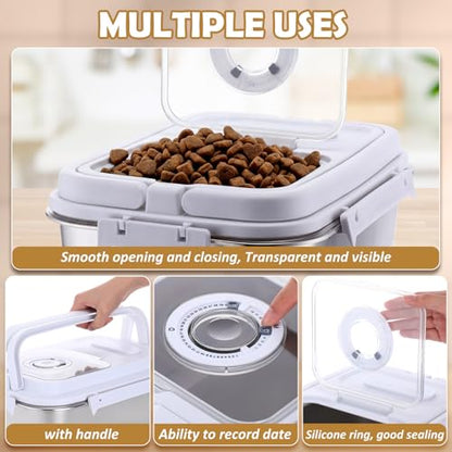 2 Pack Stainless Steel Pet Food Container with Scoop, 7.5 L/16.5 lb Small Airtight Metal Treat Storage Bin Cat Puppy Dog Food Storage Container for Dry Dog Cat, Bird Seed, Keep Fresh