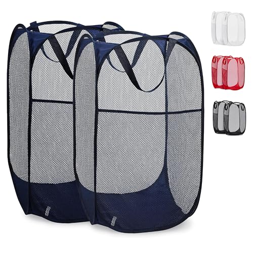 Handy Laundry Collapsible Mesh Laundry Hamper 2-Pack, Blue - color: Blue, 2-PACK