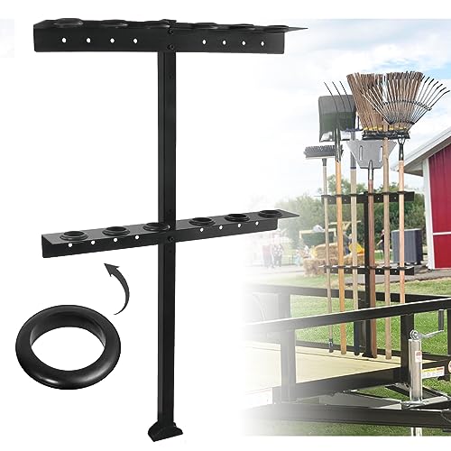 Trailer Tool Rack Shovel Holder with 6 Tool Holes, Classical Black - color: Classical Black