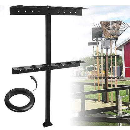 Trailer Tool Rack Shovel Holder with 6 Tool Holes, Classical Black - color: Classical Black