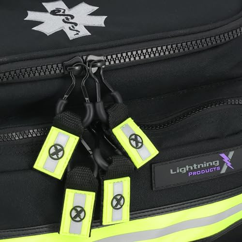 Lightning X Medium First Responder EMT Bag | LXMB25 | w/Reflective, Shoulder Strap & Zippered Compartments for First Aid + Trauma Supplies - Black - color: Black