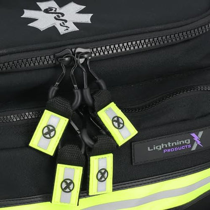 Lightning X Medium First Responder EMT Bag | LXMB25 | w/Reflective, Shoulder Strap & Zippered Compartments for First Aid + Trauma Supplies - Black - color: Black