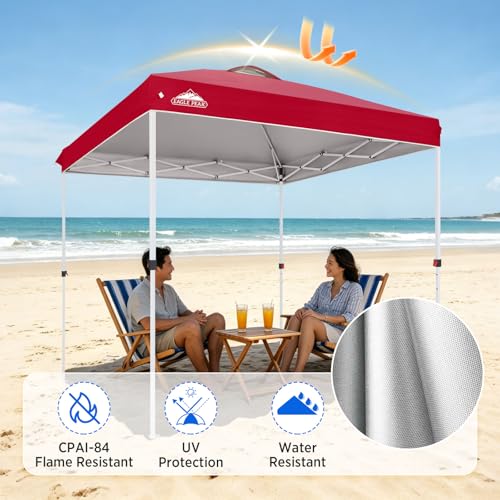 EAGLE PEAK 8x8 Pop Up Canopy Tent Easy Up Canopy Outdoor, Red - color: Red, size: 8x8