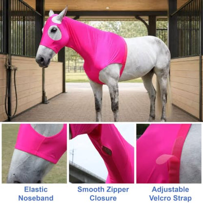 Horse Slinky Hood with Zipper, Stretchy Sleazy Hood Fuchsia L - color: Fuchsia, size: Large