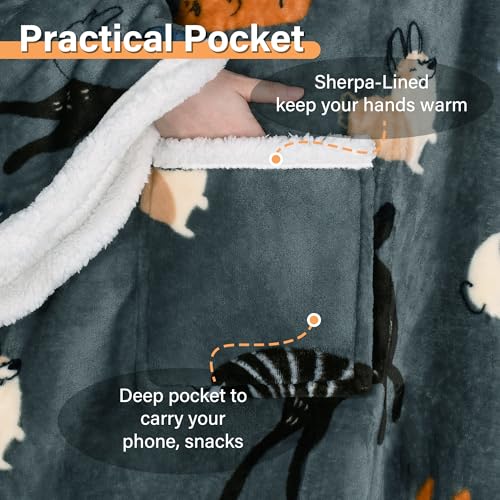 Catalonia Sherpa Wearable Blanket with Sleeves and Pocket for Adults - color: Dog Grey, size: Standard Pocket