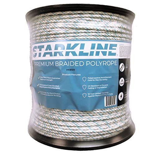 Starkline 3/16 inch Premium Braided Rope Electric Fencing - 1,312 ft - High Conductivity Horse Fence