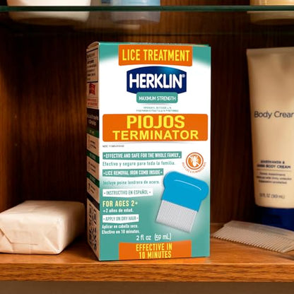 Herklin Lice Treatment Shampoo, Maximum Strength, Easy to Apply, 2 Fl Oz, Bottle