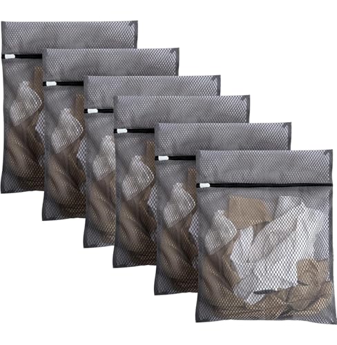 6Pcs Durable Honeycomb Mesh Laundry Bags for Delicates 12 x 16 Inches, Gray - color: 6pcs（12 x 16 Inches）