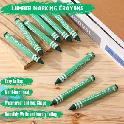 MotiMind 60 Pcs Industrial Lumber Crayons Bulk Wax Tire Marker Construction Marker for Craft Detailed Marking on Lumber Metal Carton Ceramics Concrete Glass Plastic 4.45" x 0.43" (Green) - color: Green