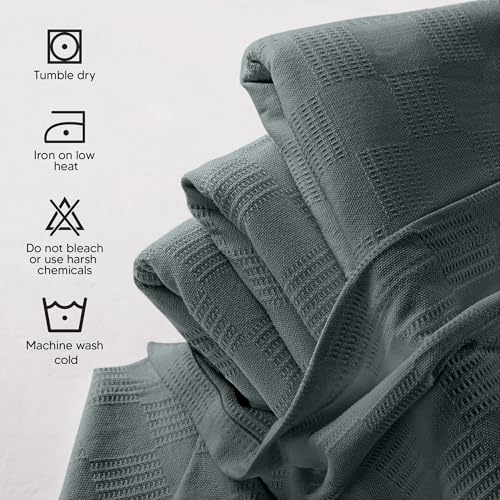 Utopia Bedding 100% Cotton Thermal Blanket Smoke Gray Full, 90x84 Inches - color: Smoke Gray, size: Full