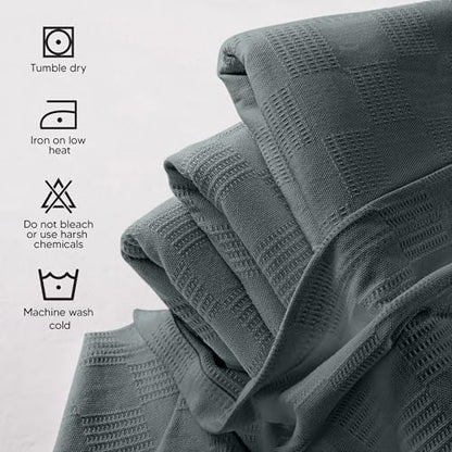 Utopia Bedding 100% Cotton Thermal Blanket Smoke Gray Full, 90x84 Inches - color: Smoke Gray, size: Full